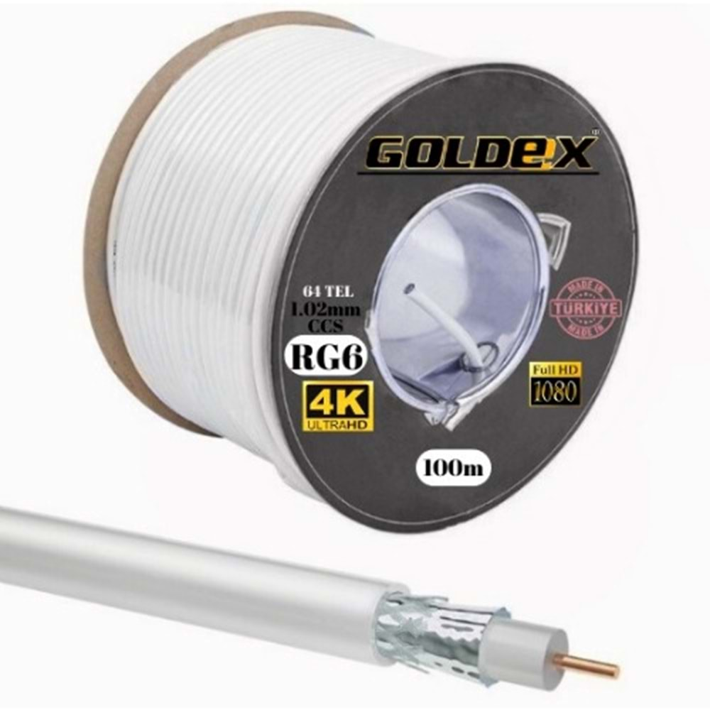 RG6/U4 1.02MM 80 TEL TRISHIELD ÇİFT FOLYO ANTEN KABLOSU 100 METRE YERLİ ÜRETİM