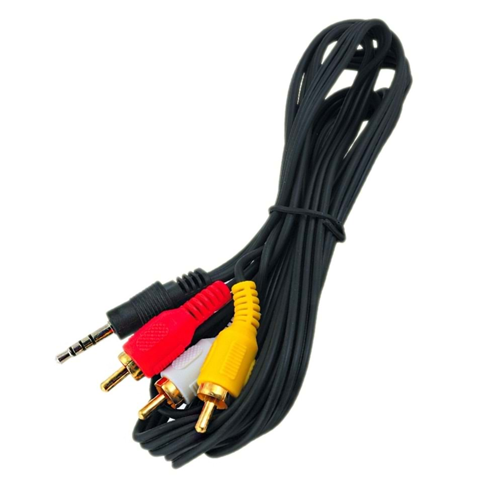 3Rca 3,5 mm Streo Av Uzun Jack Kablo 1,5 mt (Goldeex)