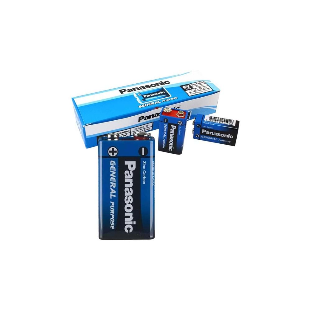 PANASONIC MANGANEZ 9 VOLT PİL 12 LİPAKET FİYAT (6F22BE/1S)