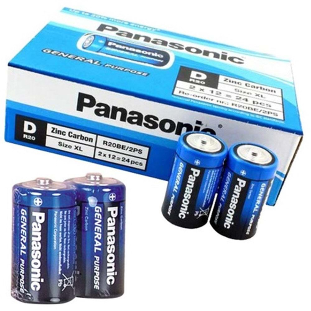 PANASONIC MANGANEZ D BOY BÜYÜK PİL 2 Li PAKET FİYAT (R20BE/2PS)