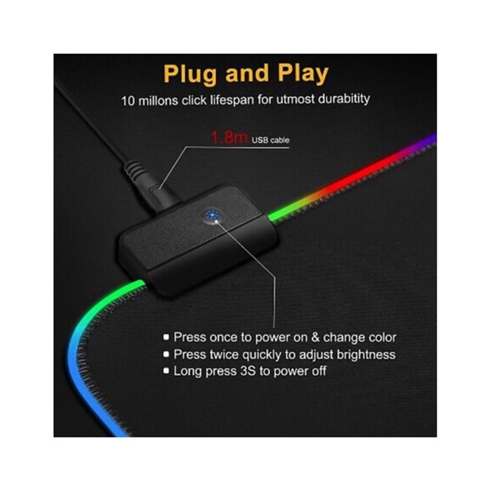 Goldeex Mousepad Rgb Led Işıklı