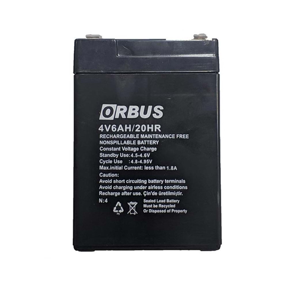 AKÜ 4 VOLT 6 AMPER ORBUS ( 68 X 45 X 95 MM ) (34282)