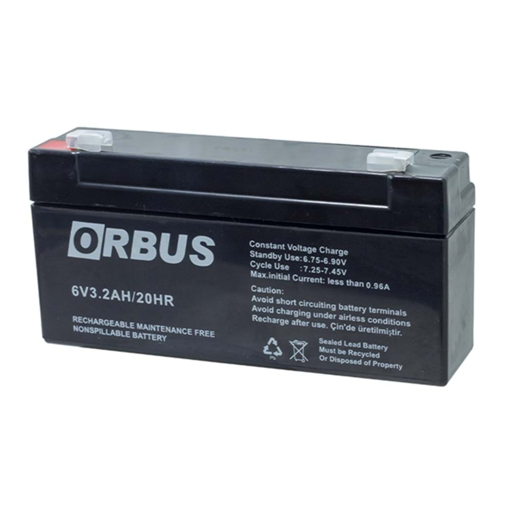 AKÜ 6 VOLT 3.2 AMPER KISA ORBUS ( 125 X 33 X 60 MM )