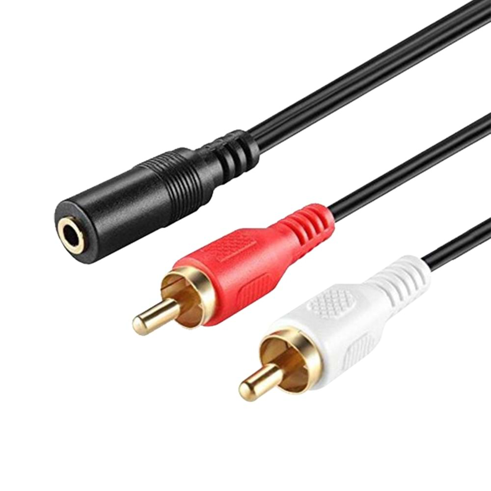 3.5 MM STEREO DİŞİ / 2 RCA ERKEK 1.5 METRE KABLO