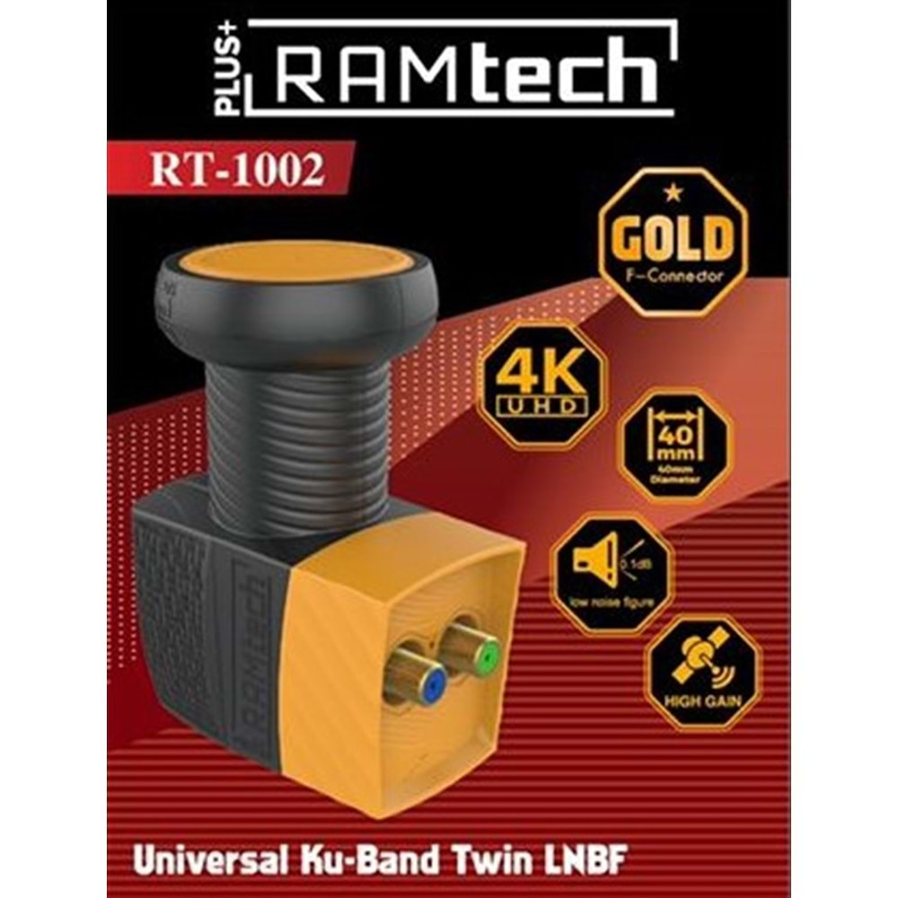 ÇİFTLİ LNB RAMTECH RT-1002 GOLD 0.1DB 4K