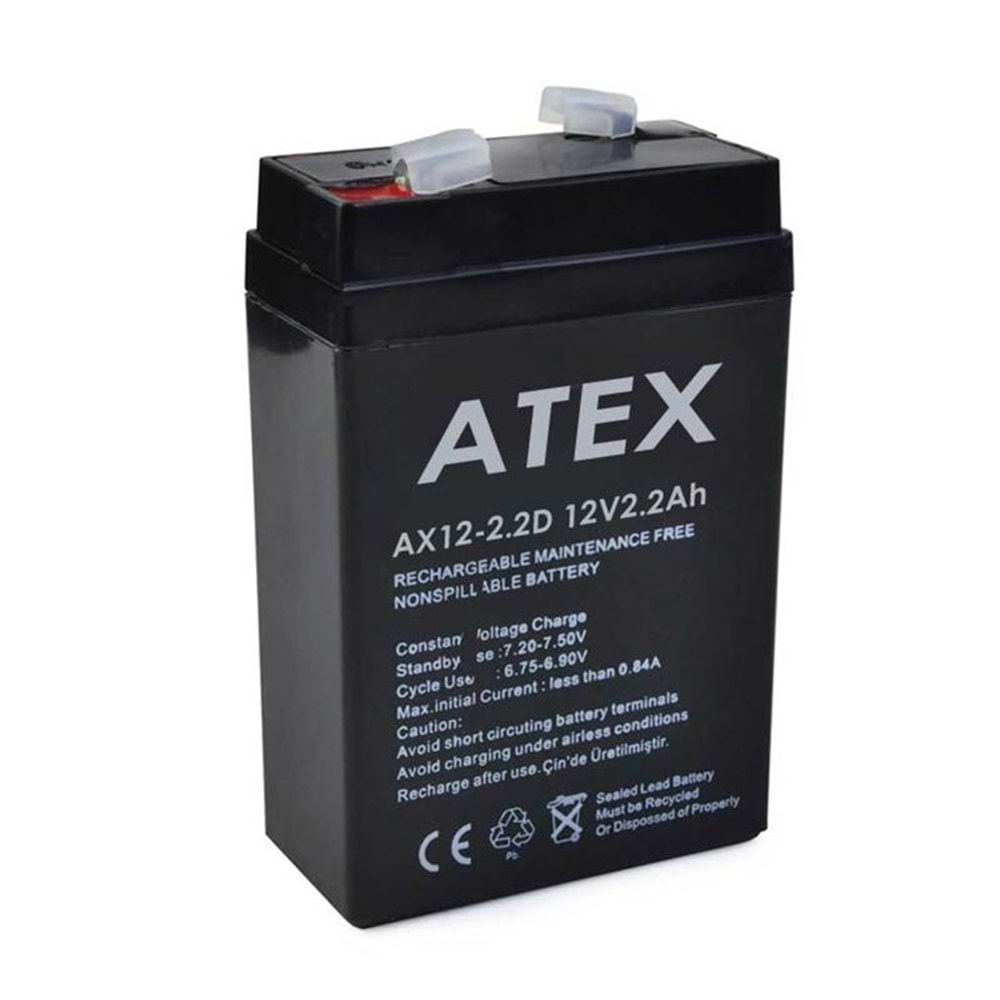 12 VOLT 2.2 AMPER DİK KARE ATEX AKÜ ( 70 X 46 X 101 MM )