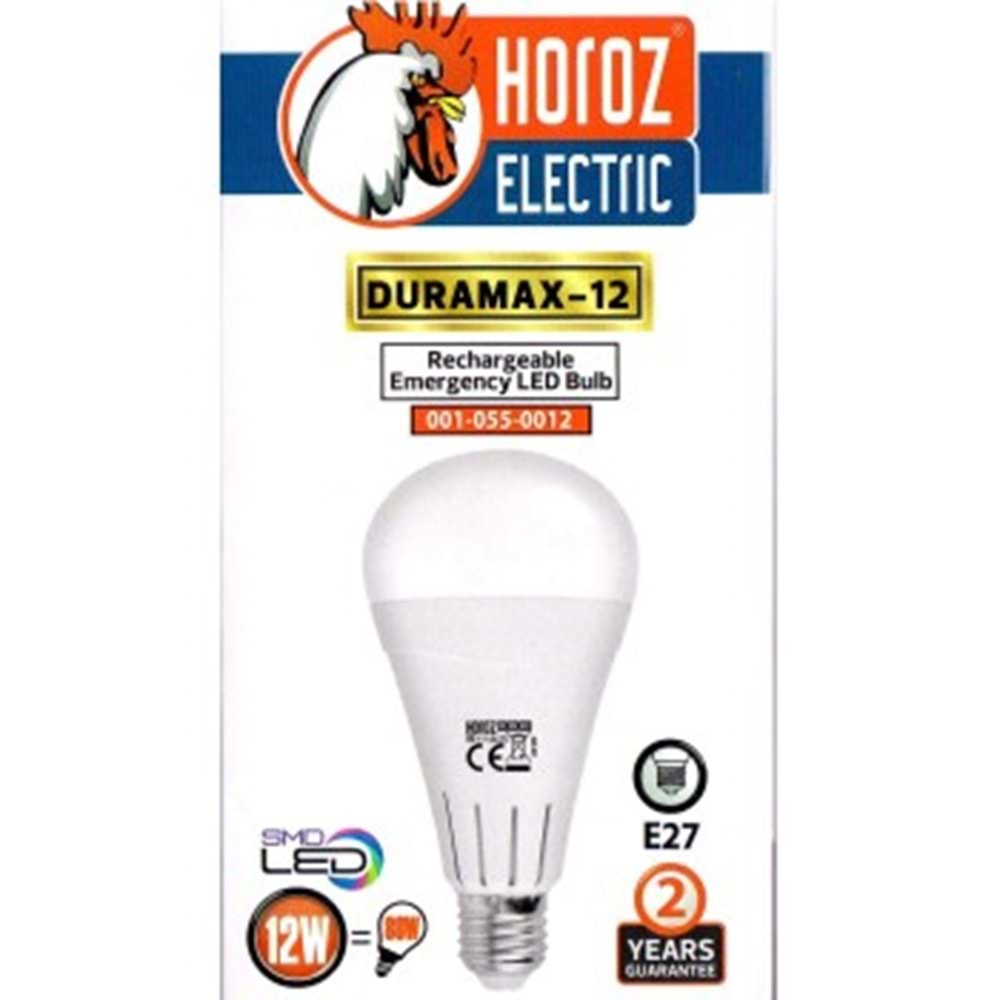 HOROZ DURAMAX - 12W ŞARJLI LED AMPÜL