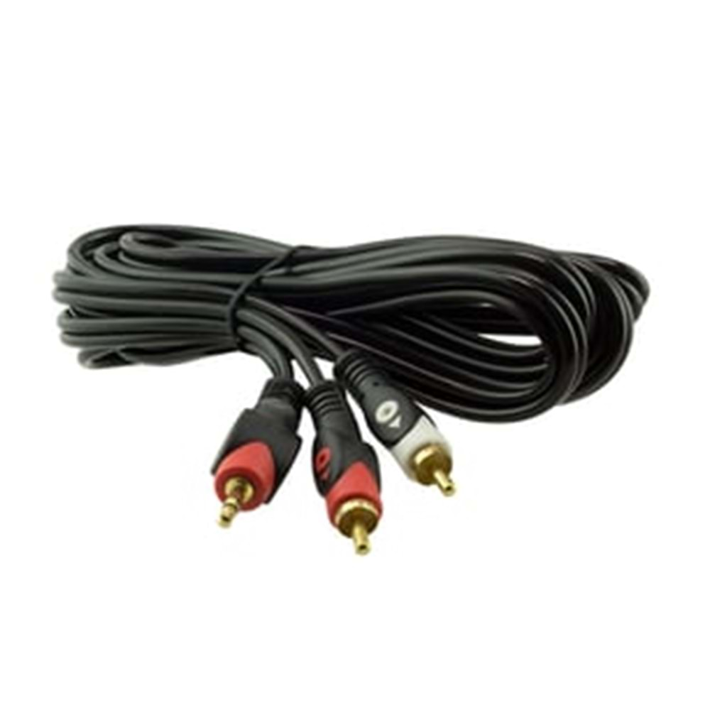 2RCA ERKEK + 3.5 MM STEREO ERKEK 5 METRE GOLD 1.KALİTE KABLO