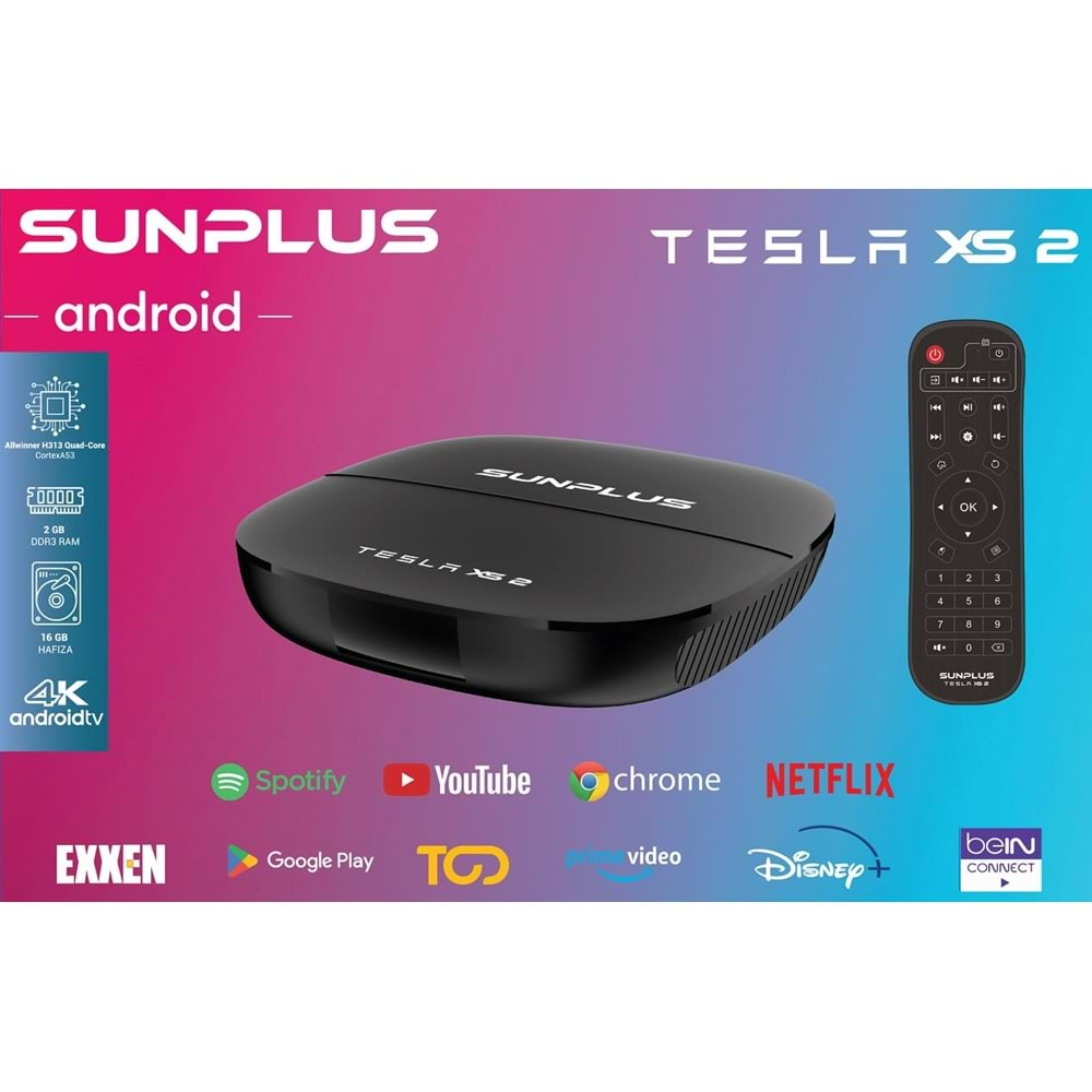 SUNPLUS TESLA XS2 2GB RAM 16GB ROM 4K ANDROID TV BOX