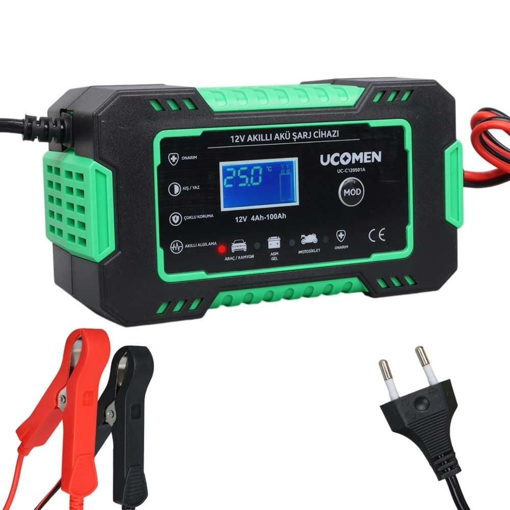 UCOMEN AKÜ ŞARJ ALETİ 12V 6 AMPER DİJİTAL GÖSTERGELİ