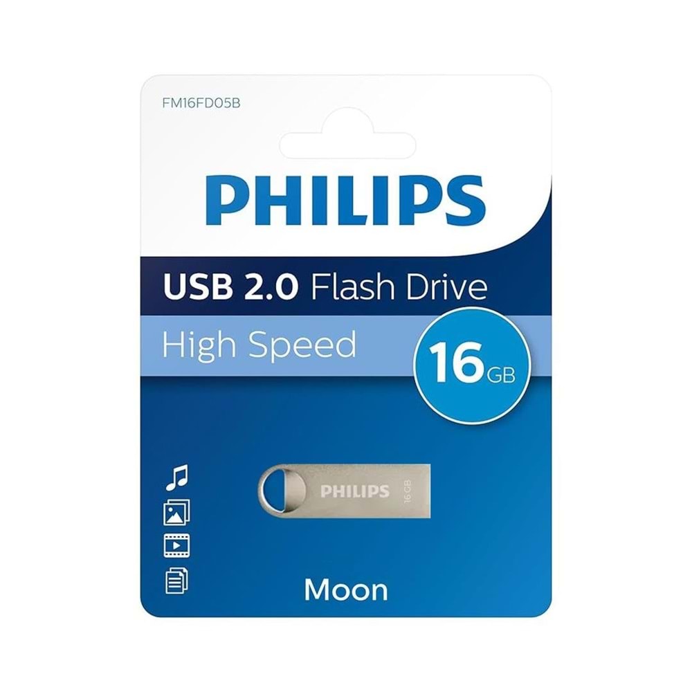 PHILIPS FM16FD160B/00 16GB KLASİK GÜMÜŞ MOON USB 2.0 METAL FLASH BELLEK