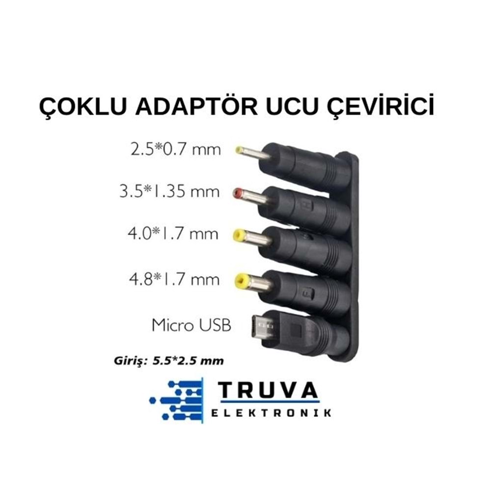 ÇOKLU YEDEK ADAPTÖR UÇ ÇEVİRİCİ (2.5x0.7MM- 4.8x1.7MM- 3.0X1.1MM-4.0X1.7MM- MICRO USB)