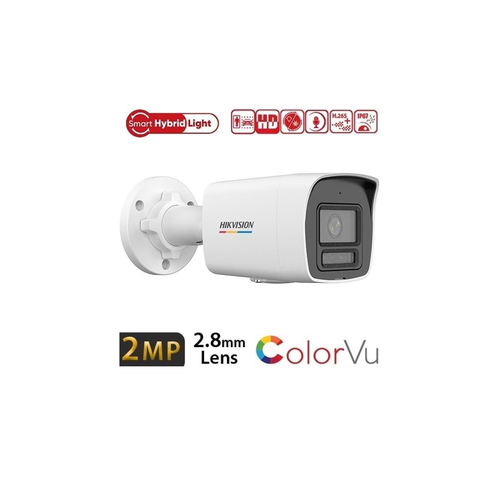 HİKVİSİON DS-2CD1027G2H-LIUF/SRB 2,8mm 2 MP FULL COLOR GÖRÜŞÜ RENKLİ SESLİ MİKROFONLU POE BULLET IP KAMERA