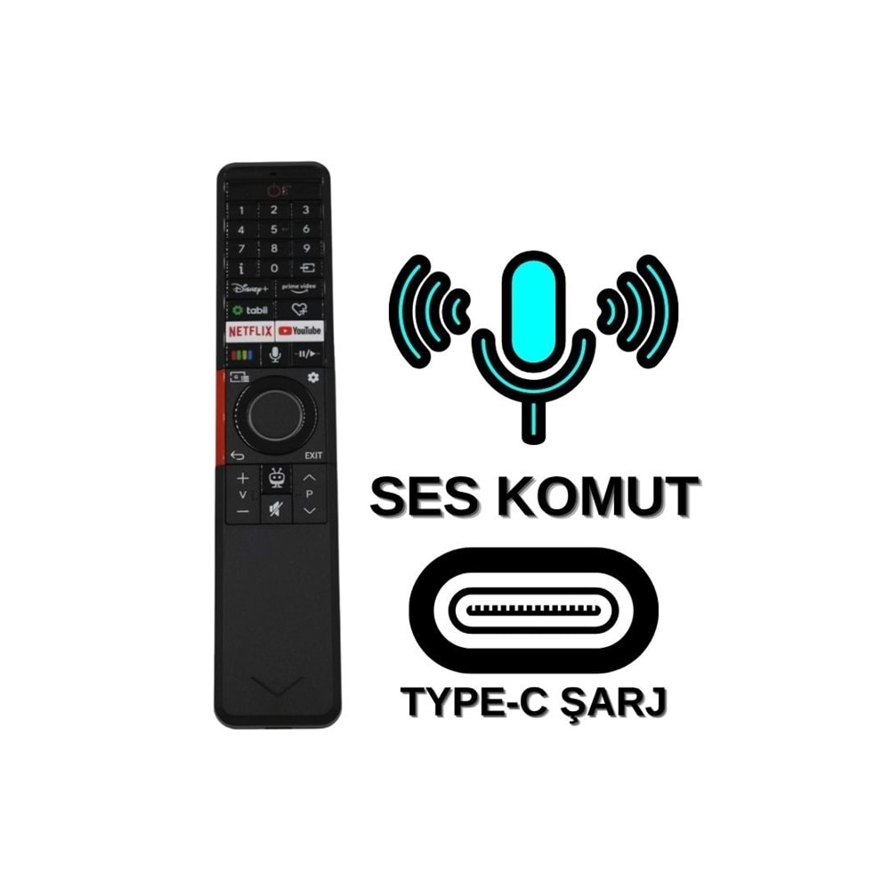 VESTEL NETFİLİX YOUTUBE SES KOMUTLU ŞARJLI LED TV KUMANDA
