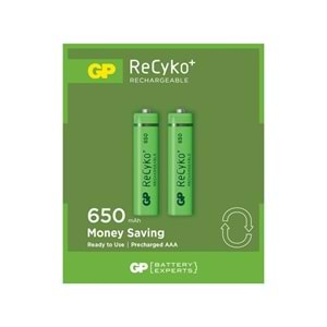 PİL Sarjlı AAA İNCE 650MAH (2 ADET) GP RECYKO