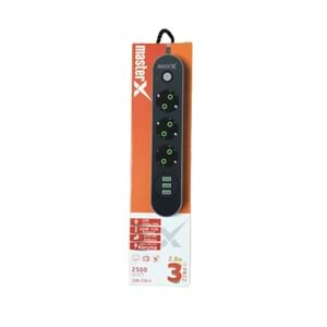 MASTERX 3 USB ÇIKIŞLI 3'LÜ 2 METRE KABLOLU AKIM KORUMALI PRİZ 10A-2500 WATT(18983)