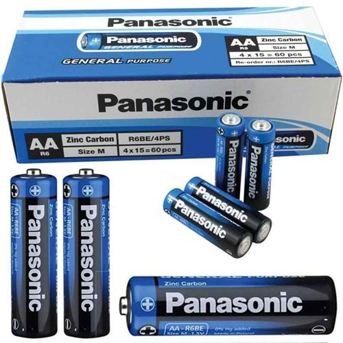 PANASONIC MANGANEZ AA KALEM PİL 60'LI PAKET FİAT (R6BE/4PS)