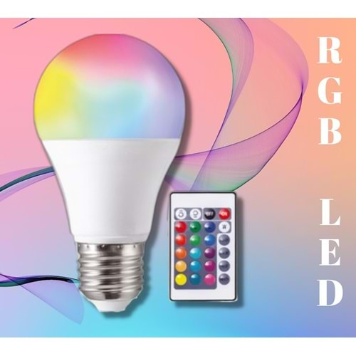 Rgb 9W E27 Duy Dımmerlı Uzaktan Kumandalı Renk Değiştiren Led Ampul