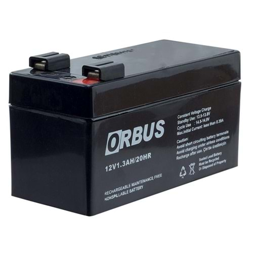 AKÜ 12 VOLT 1.3 AMPER ORBUS * ( 97 X 43 X 52 MM )