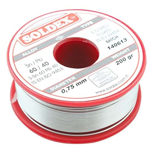 LEHİM TELİ 200 GR İNCE 0,75 MM SOLDEX SN60 PB40