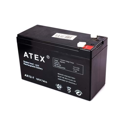 AKÜ 12 VOLT 7 AMPER (15x6.5x9.5cm) ATEX- ATABA (UPS İÇİN UYGUN)