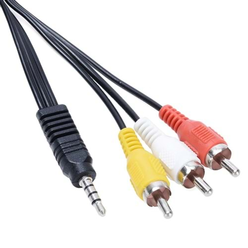 3Rca 3,5 mm Streo Av Kısa Jack Kablo 1,5 mt (Goldeex)