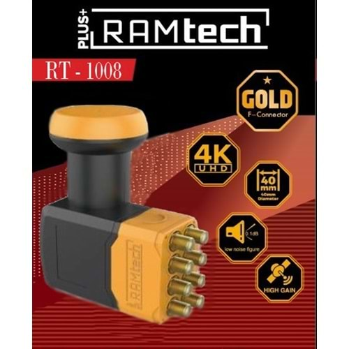 SEKİZLİ LNB RAMTECH RT-1008 GOLD 0.1DB 4K