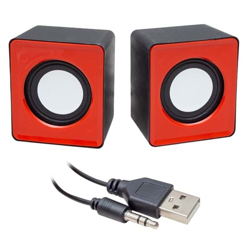 T-001 3 WATT 1+1 MİNİ USB SPEAKER HOPARLÖR KARE MODEL