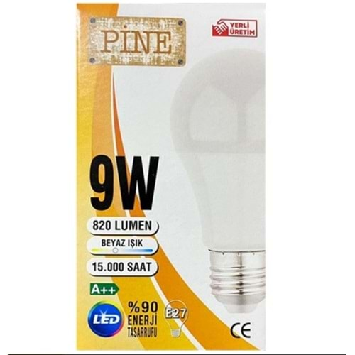 PİNE 9W 820 LUMEN E/27 DUYLU GÜNIŞIĞI LED AMPUL