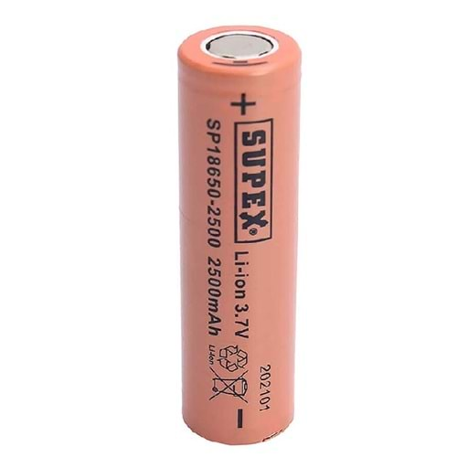 3.7V 2500 MAH BAŞLIKSIZ SUPEX LION PİL 18650