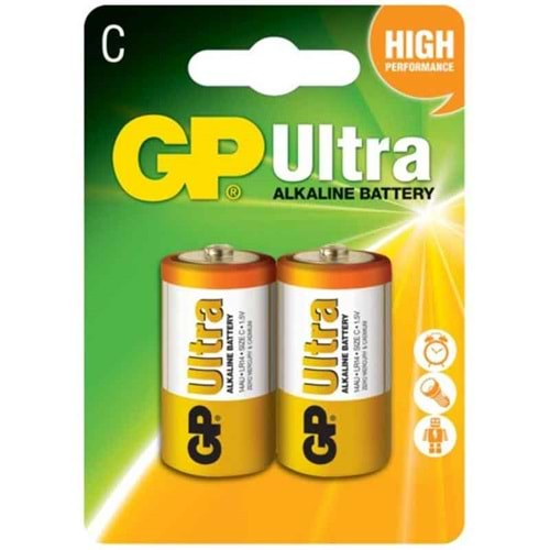 GP 14AU ULTRA ALKALİN ORTA C BOY PİL (2 Lİ PAKET FİYATI)