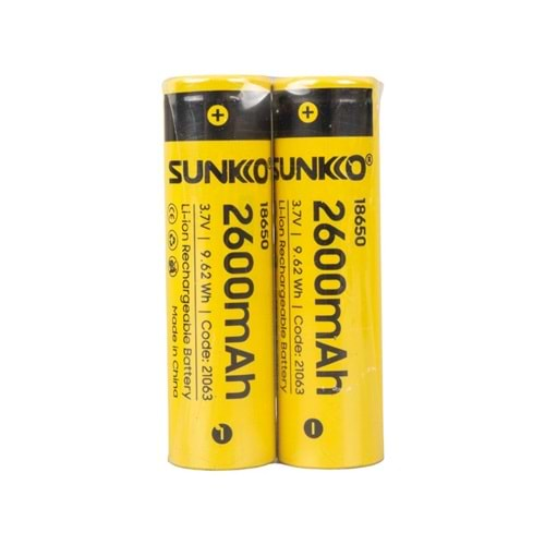 SUNKKO 3.7V 2600MAH 18650 BAŞLIKSIZ ŞARJLI PİL