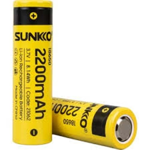 SUNKKO 3.7V 2200MAH 18650 BAŞLIKSIZ ŞARJLI PİL