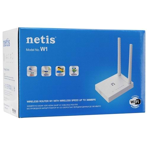 NETIS W1 300MBPS 2.4GHZ 1*WAN+2*LAN 2*5DBI ANTEN AP+REPEATER+WISP SMART KABLOSUZ ROUTER