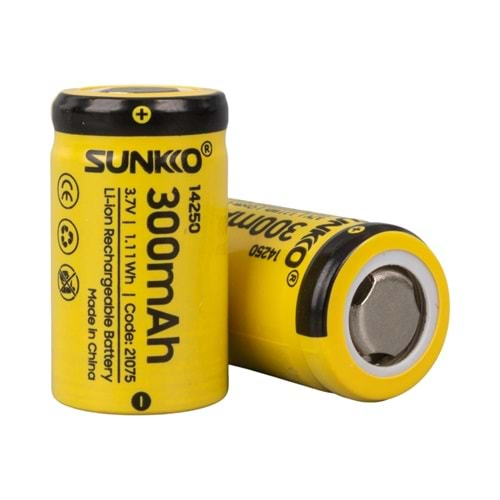 SUNKKO 3.7 VOLT 300 MAH 14250 ŞARJ EDİLEBİLİR PİL