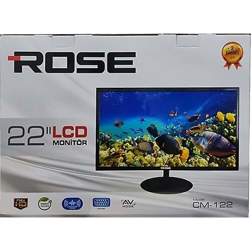 ROSE CM-122 22 İNÇ 55 EKRAN KUMANDALI-HOPARLÖRLÜ 1XHD-VGA-12V TV MONİTÖR