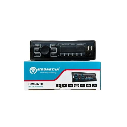 MOONSTAR BMS-3220 ÇİFT USB/SD/FM/AUX/BLUETOOTH'LU MEKANİKSİZ OTO TEYP 4X45 WATT