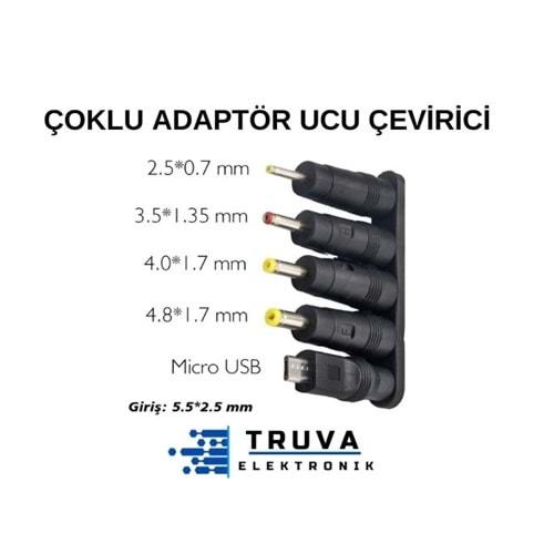 ÇOKLU YEDEK ADAPTÖR UÇ ÇEVİRİCİ (2.5x0.7MM- 4.8x1.7MM- 3.0X1.1MM-4.0X1.7MM- MICRO USB)