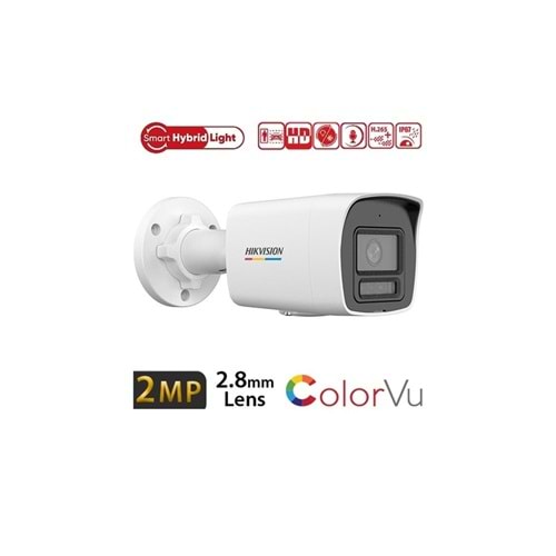 HİKVİSİON DS-2CD1027G2H-LIUF/SRB 2,8mm 2 MP FULL COLOR GÖRÜŞÜ RENKLİ SESLİ MİKROFONLU POE BULLET IP KAMERA