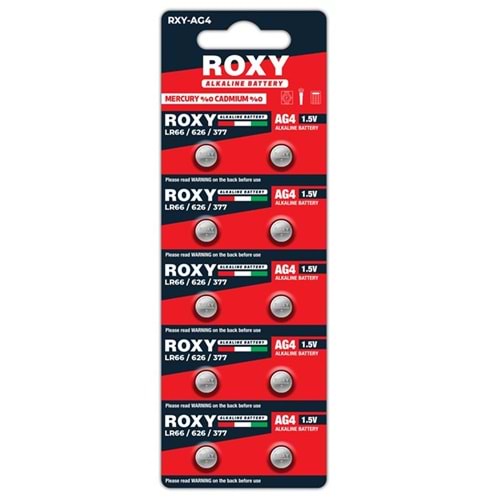 ROXY RXY-AG4 LR66 / 626 / 377 18 MAH ALKALIN SAAT PIL (10'LU BLISTER PAKET)