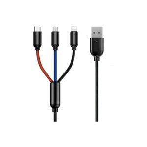 Telefon Sarj Kablosu Vonk V-26 Çok Uçlu (3 ın 1)