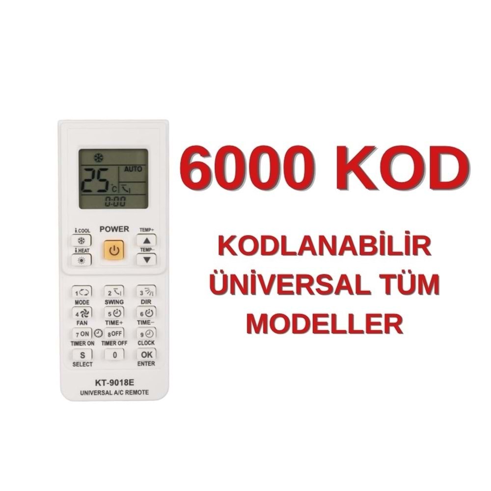 KLİMA KUMANDA UNIVERSAL AKILLI TÜM MODELLER A/C 9018 6000 İN