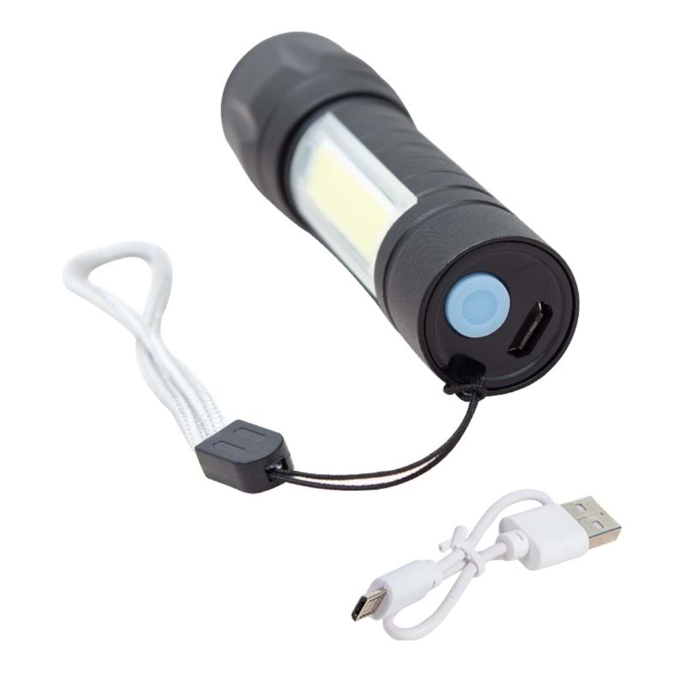 METAL FLASHLIGHT POWER LEDLİ ŞARJLI EL FENERİ
